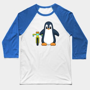 Penguin Bicycle Baseball T-Shirt